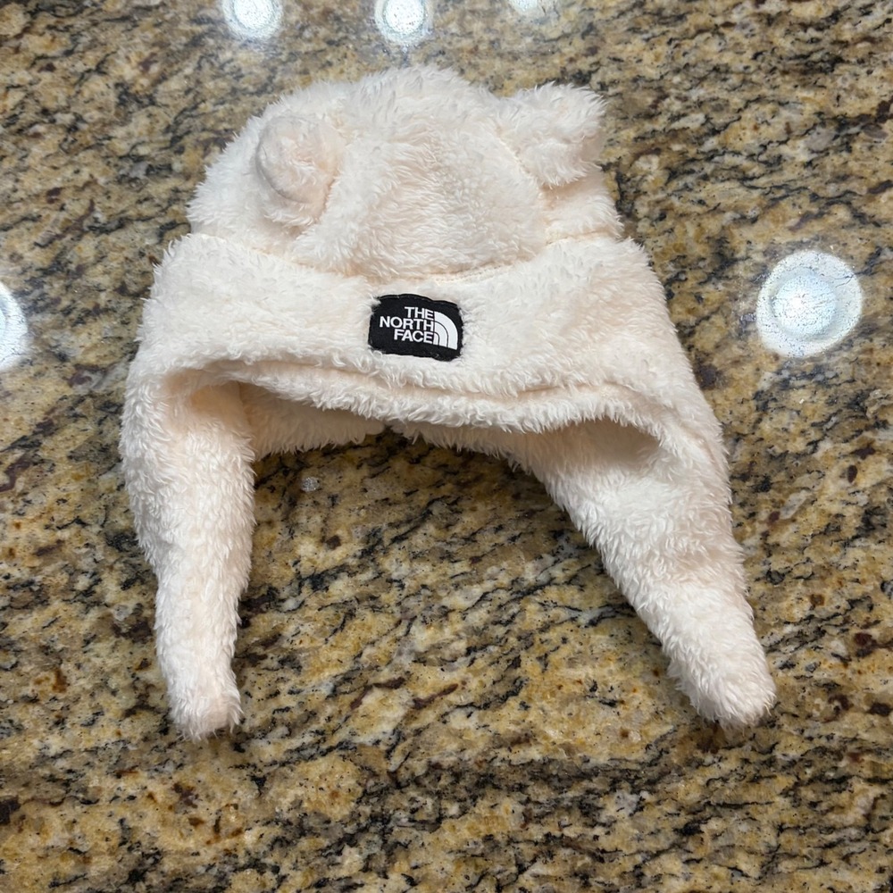 The North Face Baby Bear Beanie Fleece Earflap Hat Cream White 6-24M ws